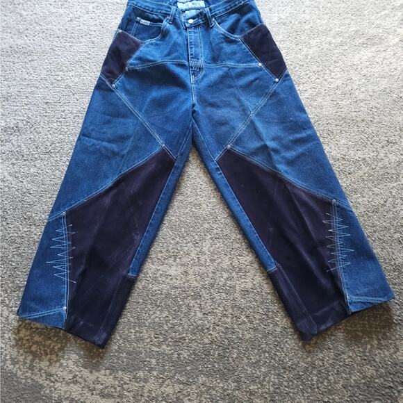 Vintage M+ FFatt Denim /SuedePantsBlueEmbroidery Men's30